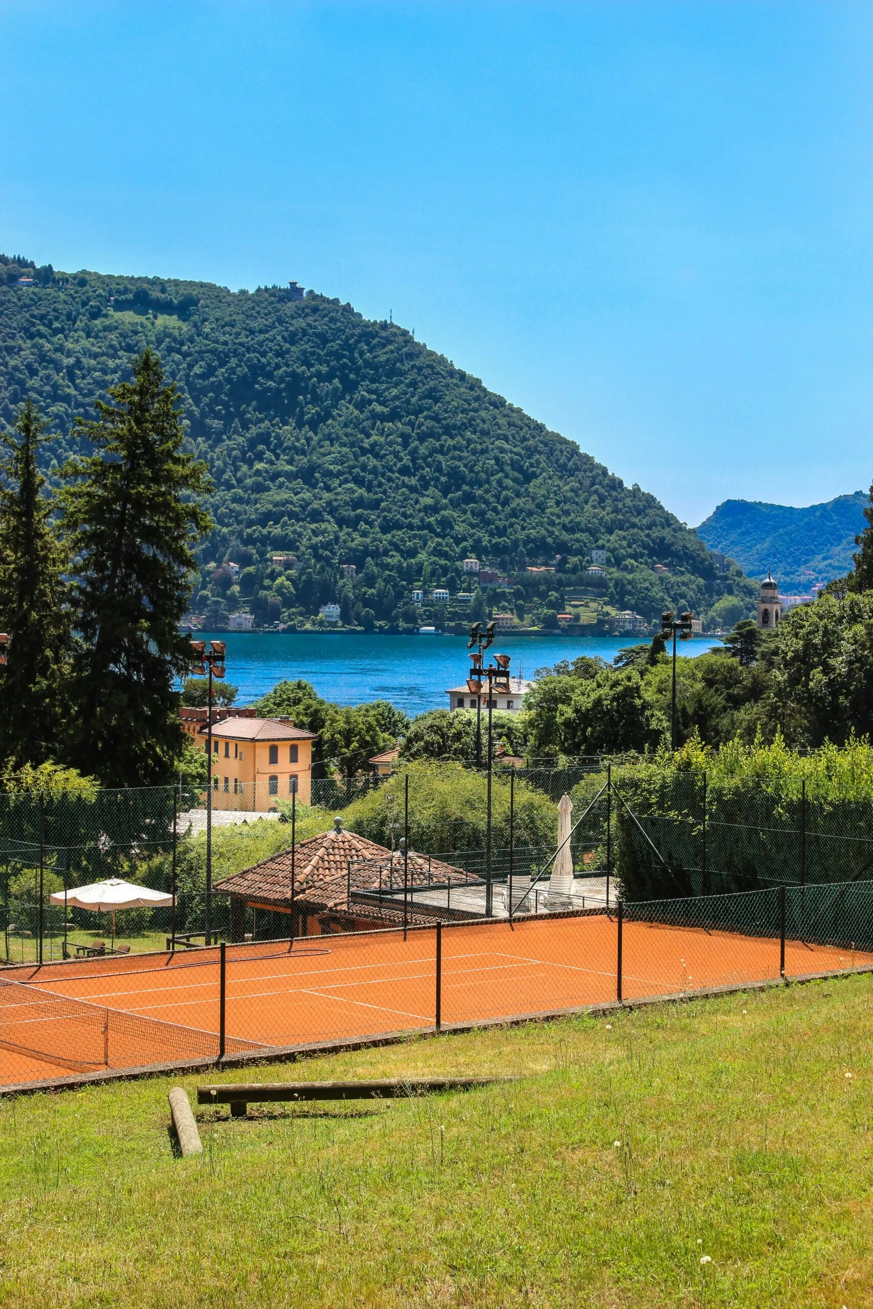 Tennis court with Lake Garda views