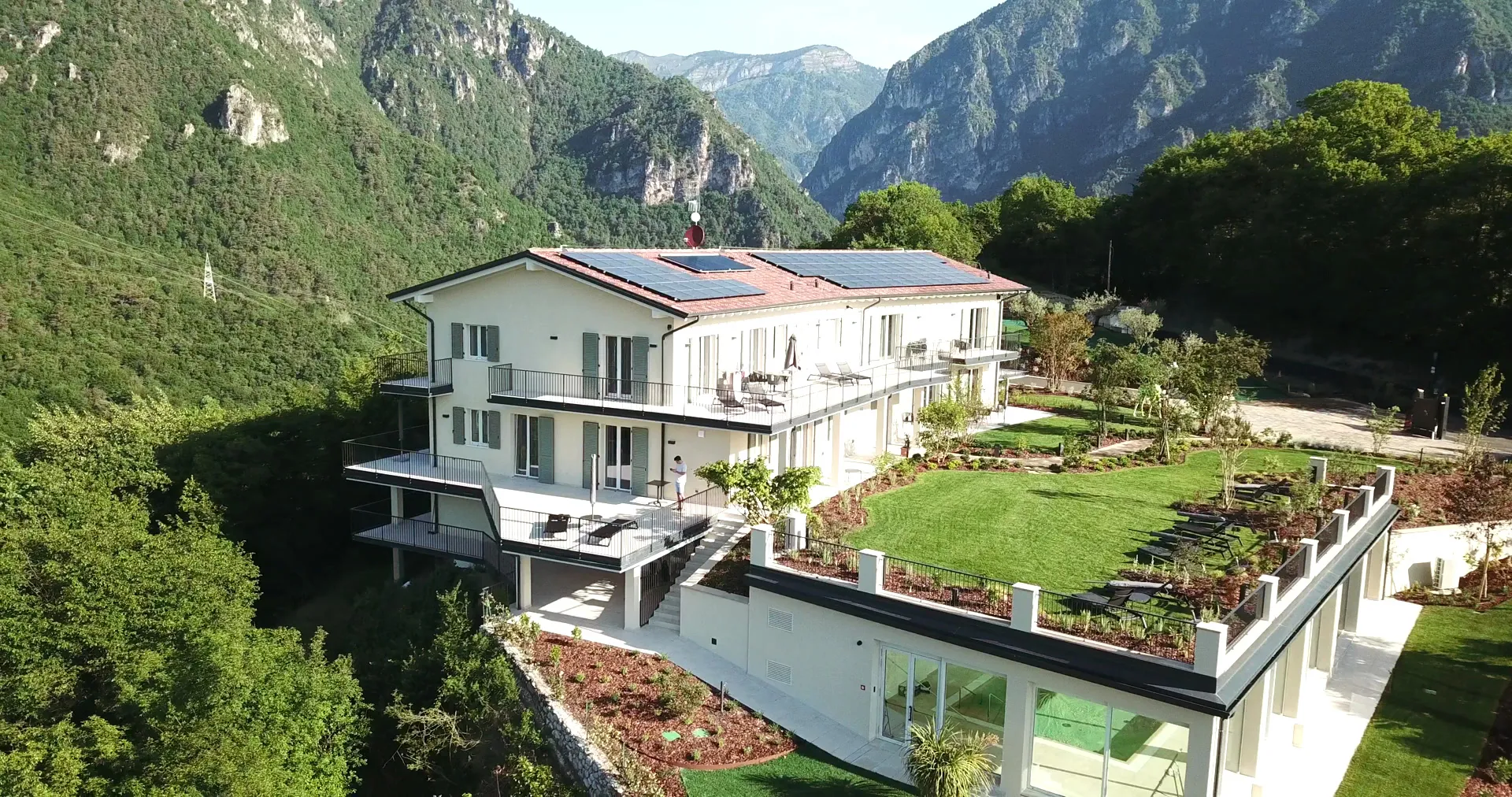 Aerial view of Residence Sermerio with Lake Garda panorama
